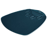 The Petmate Flexible Litter Mat by Petmate is a dark teal, wedge-shaped anti-fatigue mat with a textured surface and four raised oval sections. It offers ergonomic standing support and doubles as a mat to catch litter scatter, keeping your cats litter area tidy.