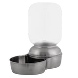 The Petmate Stainless Steel Replendish Waterer 1-Gal is vet-recommended, featuring a clear plastic bottle and stainless steel base to keep your pet hydrated.