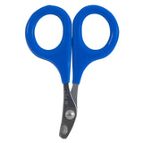 The JW Gripsoft Small Nail Clipper by Jw features Gripsoft Technology for a secure grip with blue circular handles and metallic blades with a gentle curve for precise trimming, making it essential for pet grooming.