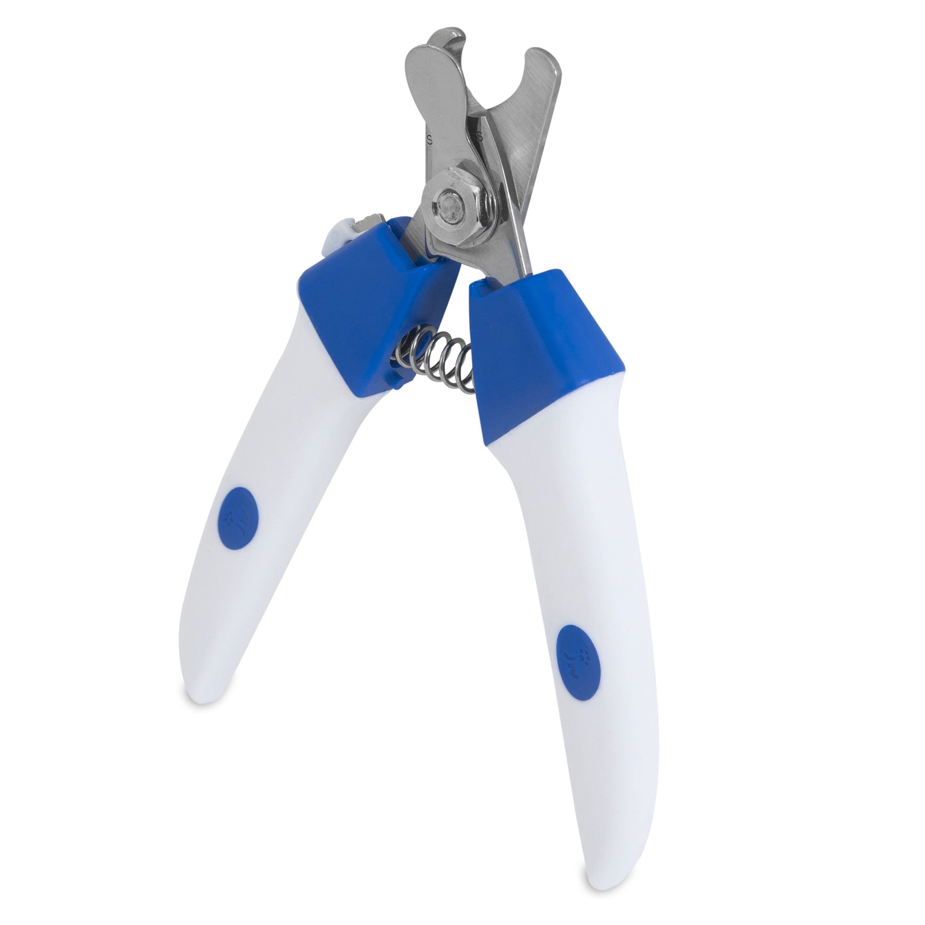 Explore the JW Gripsoft Deluxe Dog Nail Clipper by Jw, featuring white handles with blue accents. These clippers come with a spring mechanism and stainless steel blades, incorporating GripSoft technology for precision and comfort during grooming.