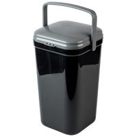 The PetFusion Portable Outdoor Pet Waste Disposal System by Pet Fusion features a black bin with a gray lid. Its rectangular design and side handle make it an ideal portable dog waste station for lawn clean-up.