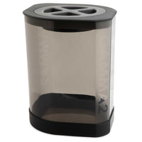 The Vittles Vault Little Vittles Storage Container is transparent and rectangular with a sturdy black base and lid. It features an X-shaped opening on the lid using Gamma Seal Technology and has GAMMA printed vertically, ideal for securely storing pet treats or essentials.