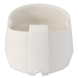 Enjoy your morning coffee from a white ceramic mug with a wide handle while ensuring your cats well-being with the Petmate Deluxe Fresh Flow Fountain. Its smooth, rounded shape complements the minimalist design found in pet water fountains.