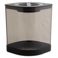The Vittles Vault Little Vittles Storage Container is a translucent smoke-colored, rectangular pen holder with a black base and top. Inspired by Gamma Seal Technology, the top has three compartments for organizing pens or pencils efficiently.