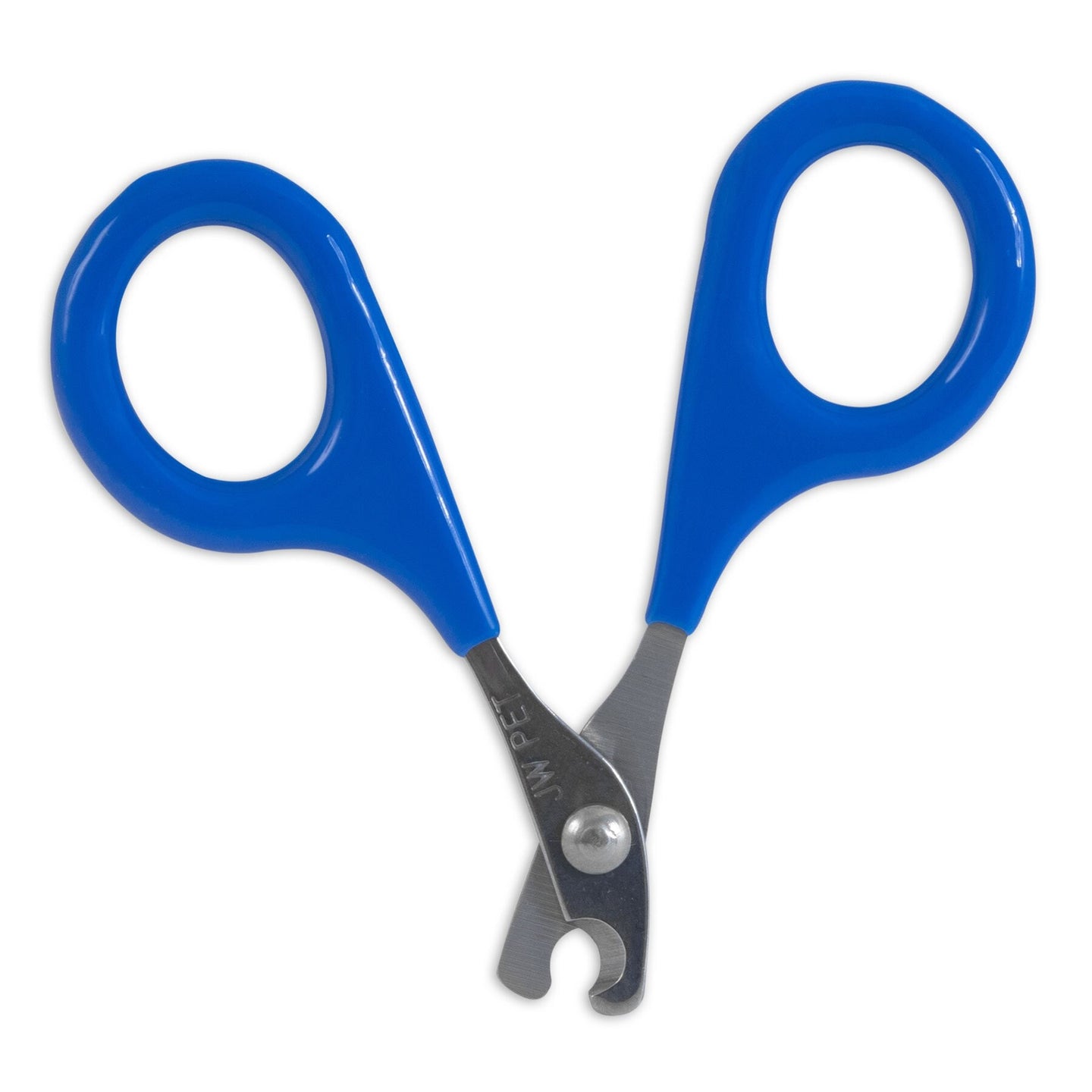 Introducing the JW Gripsoft Cat Nail Clipper by Jw, featuring a blue ergonomic, non-slip handle and a silver metal blade, perfect for safely trimming your pets nails. Ideal for small animals and presented beautifully against a white background.