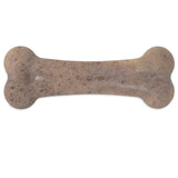 The Barkbone Natural Instincts Bacon-Infused Nylon Dog Chew is a beige toy with bacon-infused flavor featuring darker speckles at its rounded ends. BarkBone is printed on the surface, making it ideal for nylon dog chew fans.