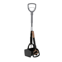 The Arm & Hammer Claw Poop Scooper, by Arm And Hammer, features a gray extending handle with a D-grip and two black and brown spring-loaded jaws for easy pet waste pick-up.